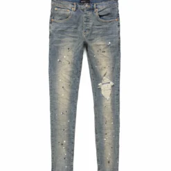P002 Mid Indigo Destroy Paint -Purple-Brand Store CORE JEAN06 FRONT1 scaled