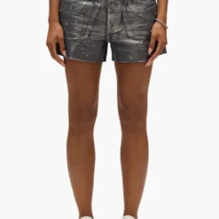 Foil Rhinestone Cut Off Shorts