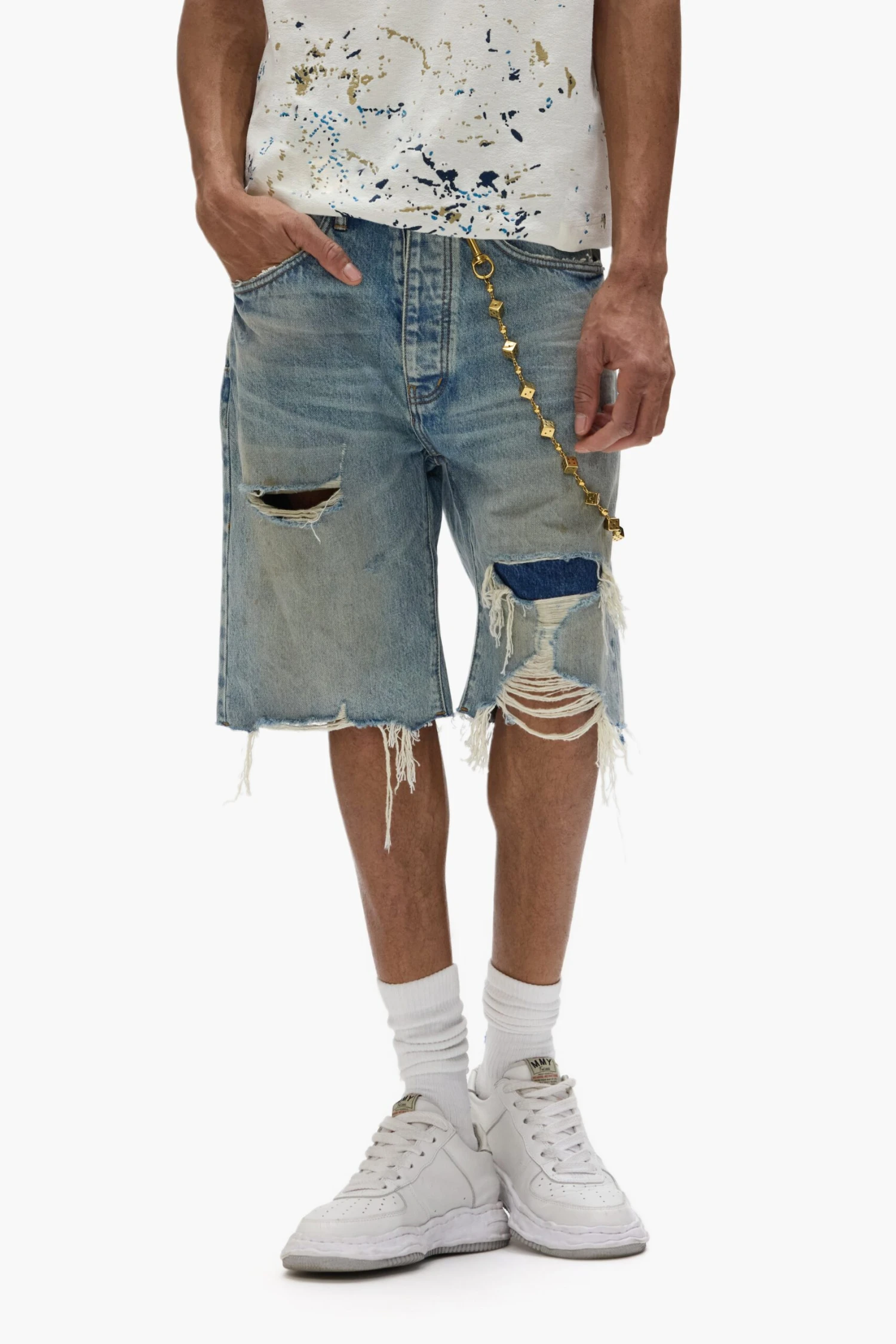 P059 Distressed Patch Shorts 6 P059 Distressed Patch Shorts - Image 4