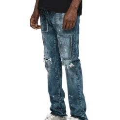 P005 STRAIGHT SLIM JEAN - Vintage Dirty Patch -Purple-Brand Store P005 VDDP423 0346 scaled