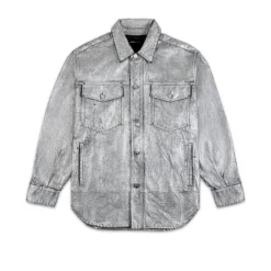 Oversized Silver Denim Shirt