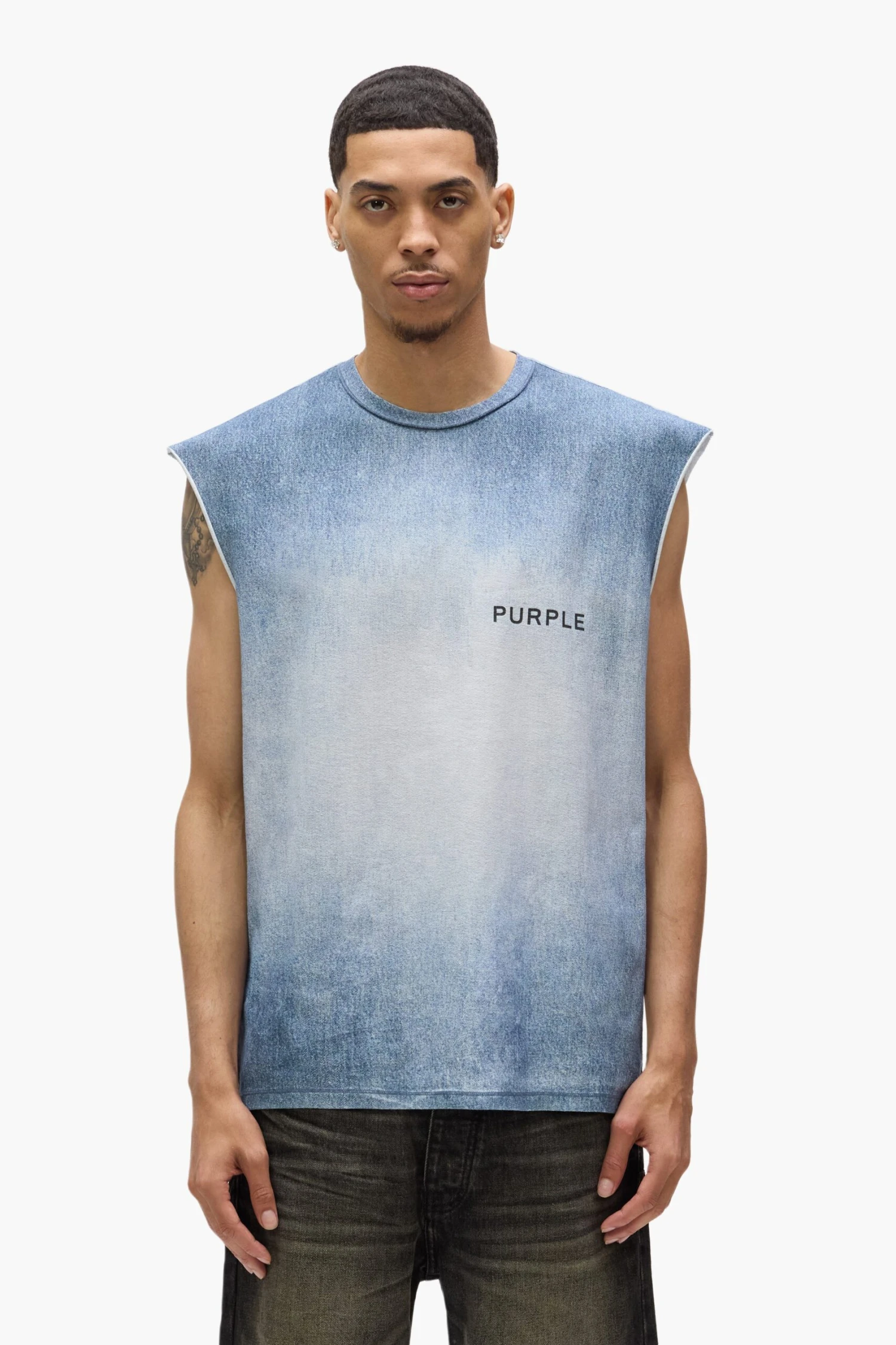 Faux Denim Wordmark Tank Top 3 Faux Denim Wordmark Tank Top